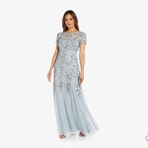 Adrianna Papell Blue one shoulder MOB dress